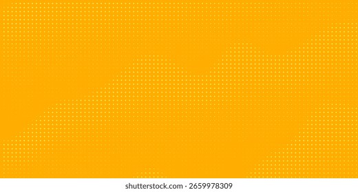 Patrón de semitono naranja amarillo. Fondo de degradado de cómic retro. Textura cuadrada pixilada de la historieta del punto. Patrón de degradado desvanecido de arte Pop. Vector de fondo.