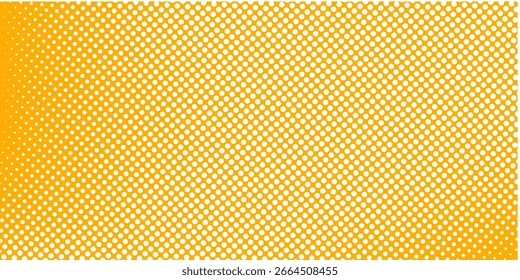 Padrão de meio-tom laranja amarelo. Fundo de gradiente de quadrinhos retrô. Textura quadrada em caricatura de pontos pixilados. Padrão de gradiente desbotado da pop art. Fundo do vetor.