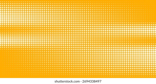 Padrão de meio-tom laranja amarelo. Fundo de gradiente de quadrinhos retrô. Textura quadrada em caricatura de pontos pixilados. Padrão de gradiente desbotado da pop art. Fundo do vetor.