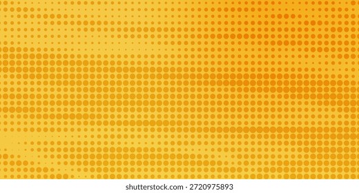 Patrón de semitono naranja amarillo. Fondo de degradado de cómic retro. Textura pixilada cuadrada de la historieta del punto.EPS10