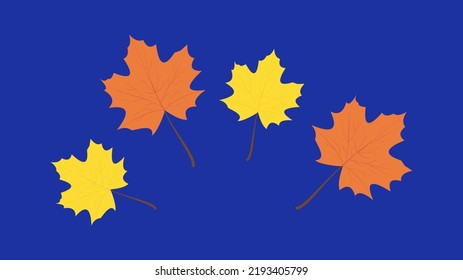 yellow and orange leaves on a blue background