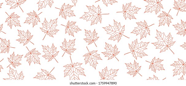 Yellow and orange leaves seamless background on white background. Vector illustration.