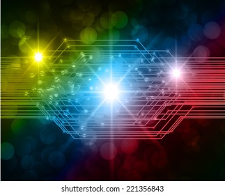yellow orange Light Abstract Technology background for computer graphic website and internet. Defocused Light, Flickering Lights, Vector abstract festive background with bokeh defocused light. star. 