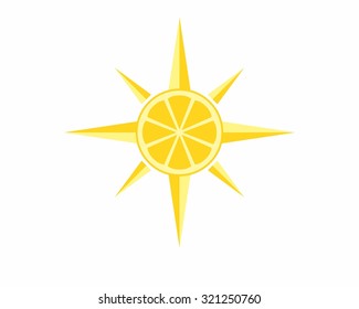 yellow orange lime lemon slice compass icon logo image