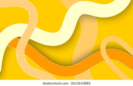 yellow orange lines wave curves funny style on yellow abstract background