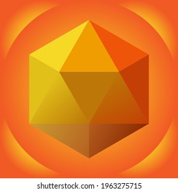 Ilustración vectorial de forma hexagonal abstracta de poli baja amarillo y naranja