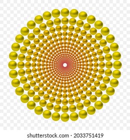 Yellow and orange luxury background with 3D beads. Vector illustration.