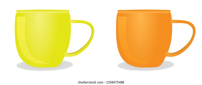 Yellow and orange mug. vector illustration