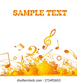 a lot of yellow and orange musical notes in white background