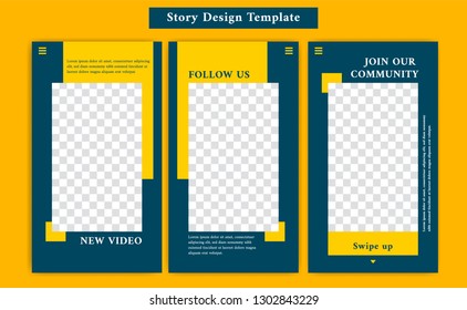 Yellow orange and navy social media Instagram story template with casual sporty and formal style mixed frame template for promotion and personal