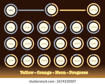 Yellow Orange Neon Circular Progress Bar