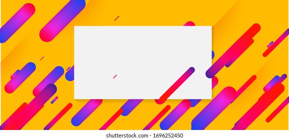 Yellow, Orange Neon Dynamic Lines Banner. Pink Blue Purple Shape Motion Design. Neon Dynemic Geometric Memphis. Sale Banner Minimal Cover Colorful Design. Corporate Identity Business Card Concept.