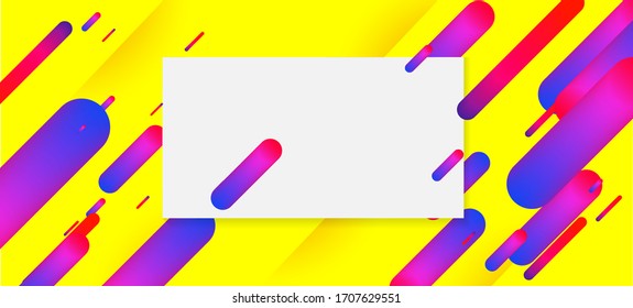 Yellow, Orange Neon Dynamic Shape Banner. Minimal Cover Sale Banner Colorful Design. Neon Dynemic Geometric Memphis. Business Card Corporate Identity Concept. Pink Blue Purple Stripes Motion Pattern.