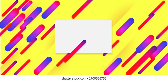 Gelb, orange Neon Dynamic Shape Banner. Motion Design der blauen, rosa, violetten Linien. Neon Dynemic Geometric Memphis. Minimal Cover Sale Banner Farbiges Design. Vorlage für Unternehmensidentitätskarte.