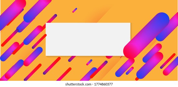 Yellow, Orange Neon Dynamic Shape Banner. Business Card Corporate Identity Concept. Purple Blue Pink Lines Motion Design. Neon Dynemic Geometric Memphis. Minimal Cover Sale Banner Colorful Design.