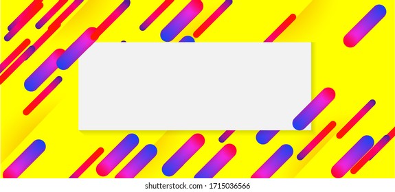 Yellow, Orange Neon Dynamic Stripes Banner. Neon Dynemic Geometric Memphis. Minimal Cover Sale Banner Colorful Design. Purple Blue Pink Shape Motion Design. Corporate Identity Business Card Concept.