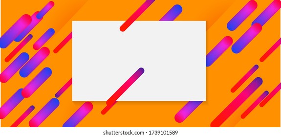 Yellow, Orange Neon Dynamic Stripes Banner. Neon Dynemic Geometric Memphis. Purple Pink Blue Shape Motion Pattern. Business Card Corporate Identity Template. Minimal Cover Sale Banner Colorful Design.