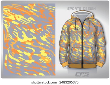 Diseño de patrón de camuflaje de aceite de naranja amarillo, ilustración, fondo textil para camiseta deportiva, maqueta de camisa de camiseta de fútbol para club de fútbol.