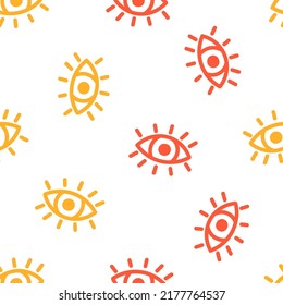 Yellow and orange outline eyes seamless pattern.