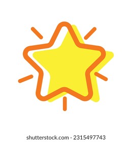 Yellow and orange outlined vector icon outline illustration isolated on square white background. Simple flat minimalist cartoon art styled drawing.