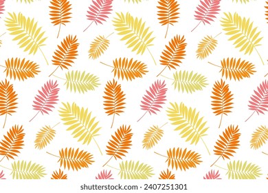 Yellow and orange palm leaves, repeating pattern