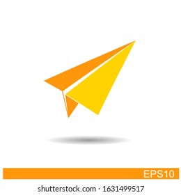 yellow and orange paper airplane icon.vector illustration