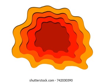 yellow and orange paper art cut shapes art design vector illustration