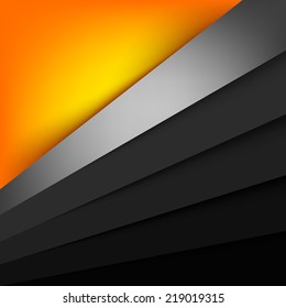 Yellow and orange paper layer background with silver line and square black color layer overlap dimension for text and message modern artwork design