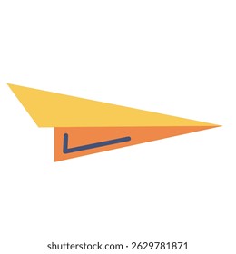 Avión de papel amarillo anaranjado. Ilustración vectorial
