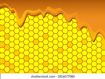 Yellow and orange pattern with honeycomb and honey drips.