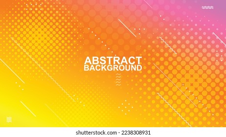 gradiente amarillo anaranjado y rosa línea geométrica abstracta ondas de semitono puntos forma fondo vector EPS10