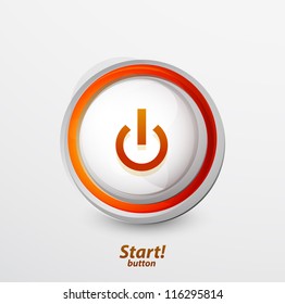 Yellow Orange Power Button. Vector Icon