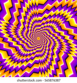 Yellow, orange and purple background with flower. Motion illusion.