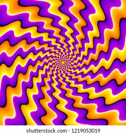 Yellow, orange and purple background. Spin illusion.