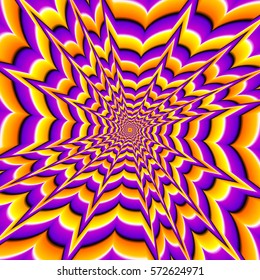 Yellow, orange and purple background with star. Motion illusion.