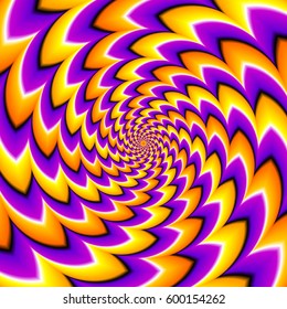 Yellow, orange and purple spirals. Spin illusion.