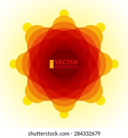 Yellow, orange and red blended transparent circles on light yellow background. RGB EPS 10 vector illustration