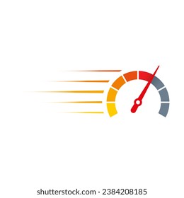yellow, orange, red, gray speedometer. fast speedometer concept
