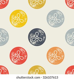 Yellow, Orange, Red, Grey and Blue Ship Propeller Pattern on Paper Background - Grunge Retro Seamless Pattern Background - Vector Illustration