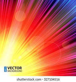 Yellow, orange, red and purple diagonal stripes burst explosion background with glow and flares. RGB EPS 10 vector illustration
