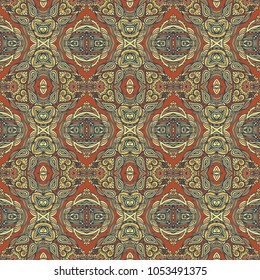 Yellow - orange seamless ornamental vector pattern
