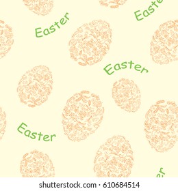 yellow and orange seamless pattern with easter decorative eggs - floral vector ornament. For cover, textile, wrapping paper, wallpaper