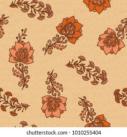 Yellow - orange seamless vector floral pattern