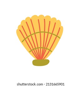Naranja amarilla de la concha submarina Doodle ilustración naturaleza flora Hand dibujó el estilo de bebé escandinavo infantil, niños clipart arte naif