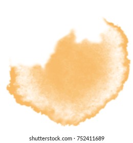 yellow orange semi circle shaped watercolor blotch on white background, vector illustration
