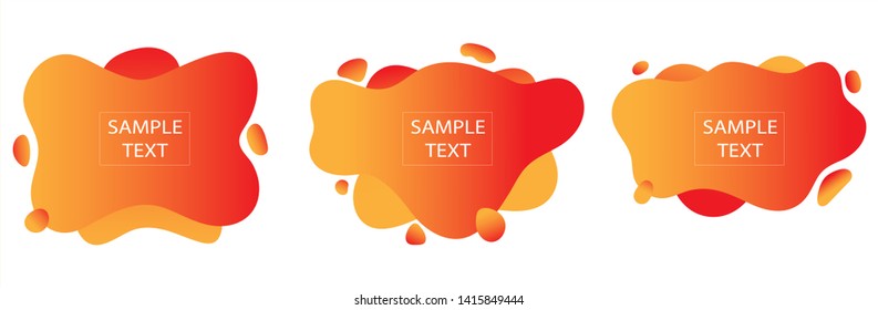 Yellow orange set of abstract modern graphic elements. Fluid organic colorful shapes. Vector EPS 10.
