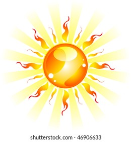 Yellow and orange shiny sun