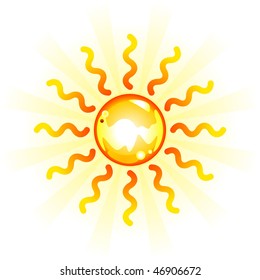 Yellow and orange shiny sun