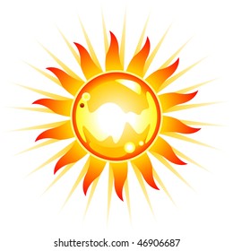 Yellow and orange shiny sun