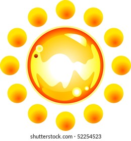 Yellow and orange shiny sun